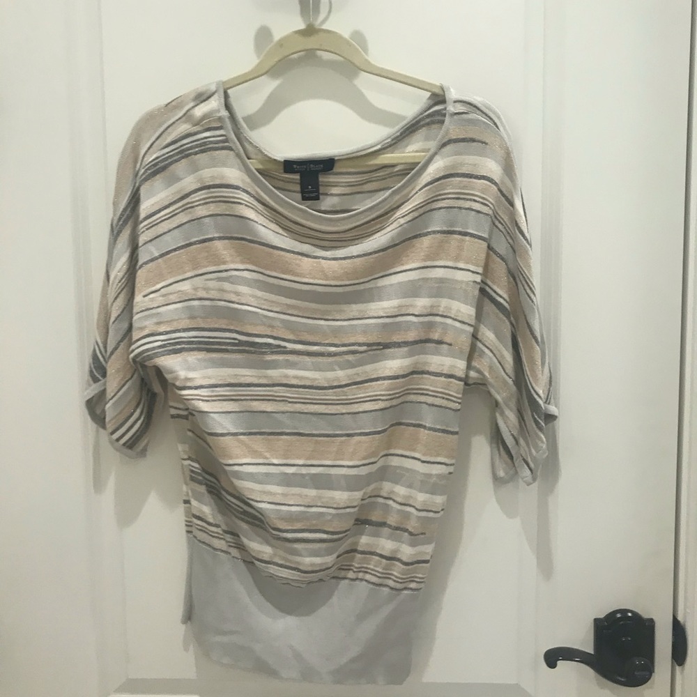 WHBM top, worn twice. Shimmery and neutral.